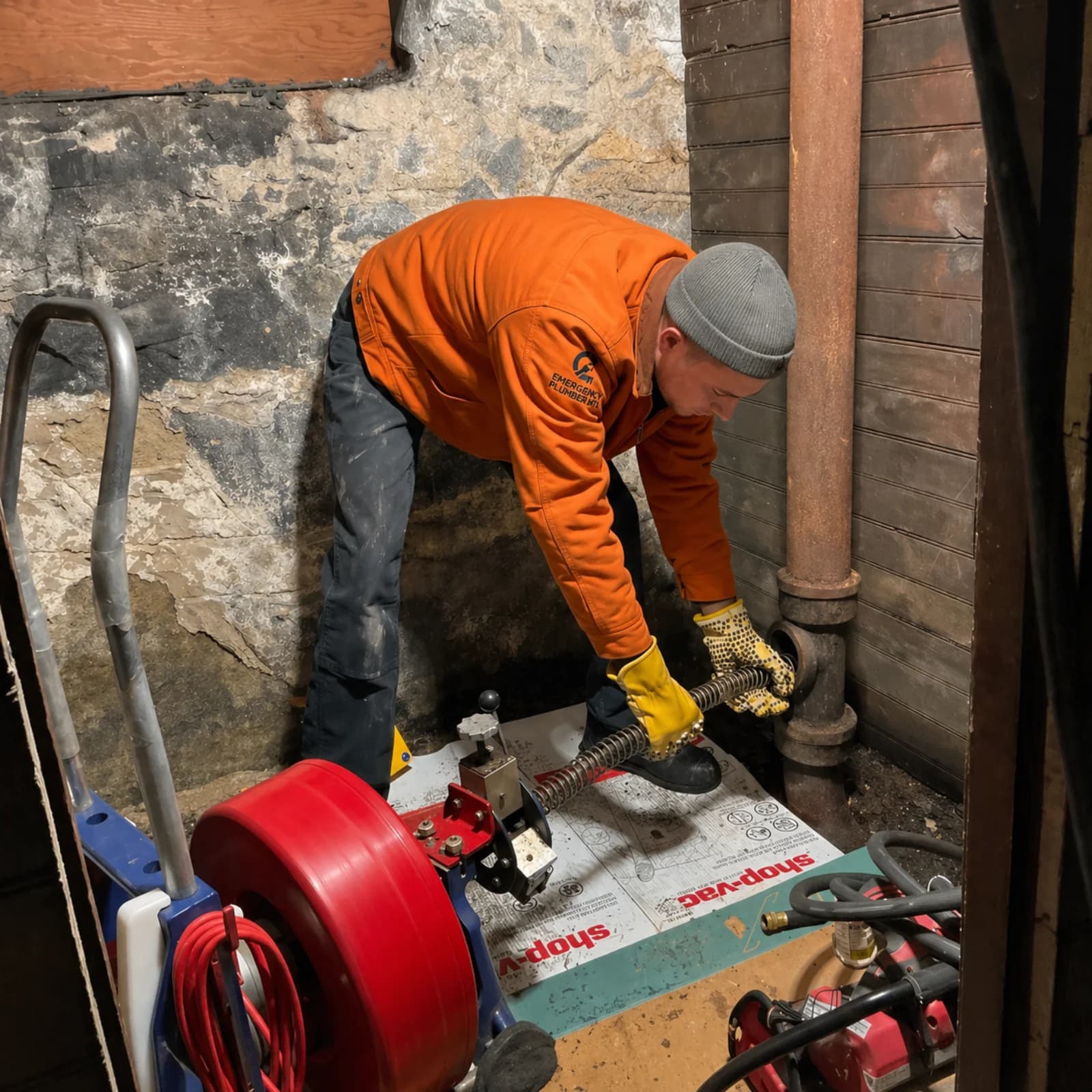 Licensed Massachusetts plumber clearing a clogged drain